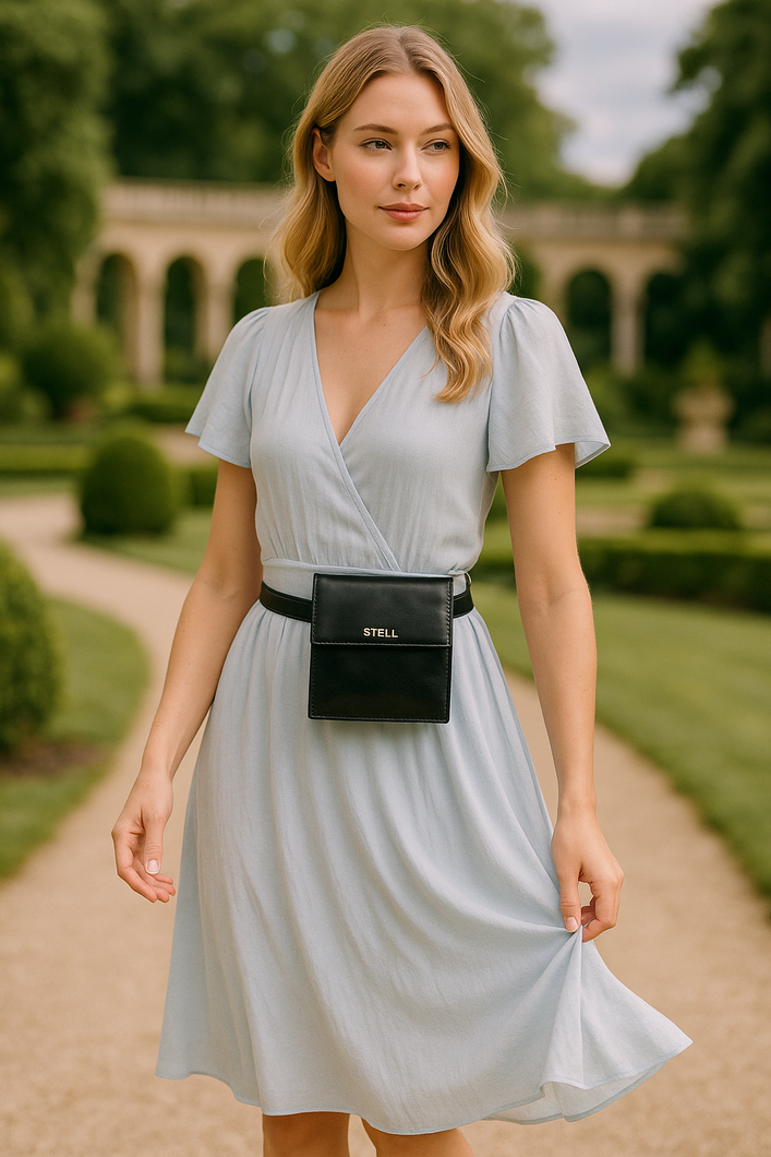 Leah Leather Belt Bag- Black