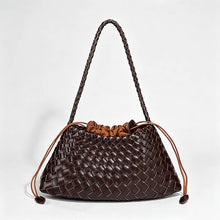 Woven Shoulder Bag in Dark Brown