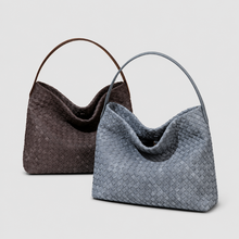 Woven Shoulder Bag: Dusty Blue / One Size
